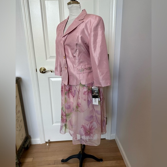 NWT Studio I Pink Beaded Mother of the Bride Skirt Jacket Set Dress Suit Sz 10 - Picture 9 of 11